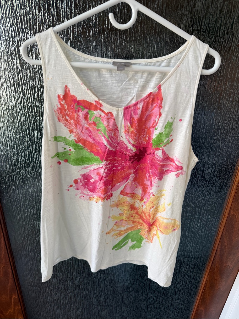 🌺 J. Jill XL Bright Floral Sleeveless Tank – Pink & Yellow Blooms